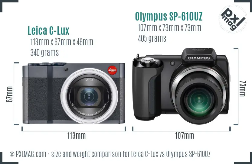 Leica C-Lux vs Olympus SP-610UZ size comparison