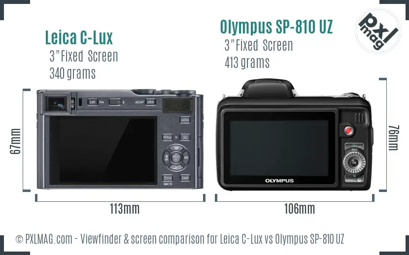Leica C-Lux vs Olympus SP-810 UZ Screen and Viewfinder comparison
