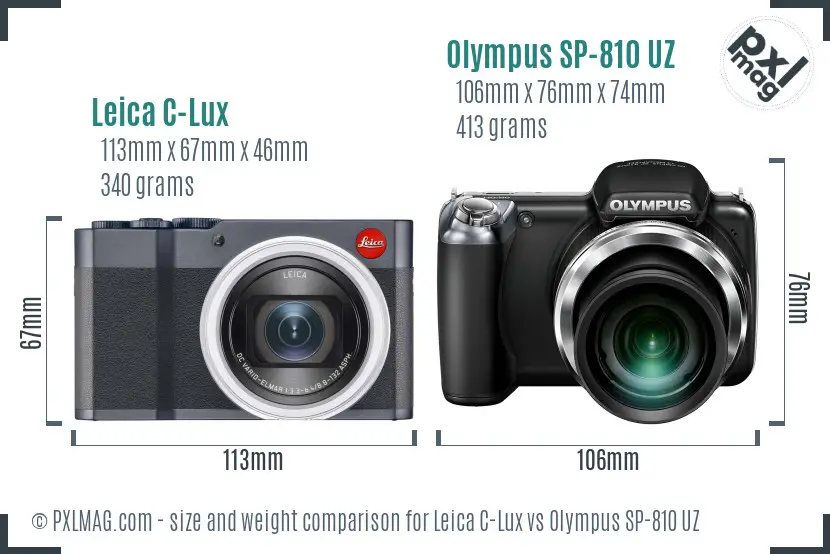 Leica C-Lux vs Olympus SP-810 UZ size comparison