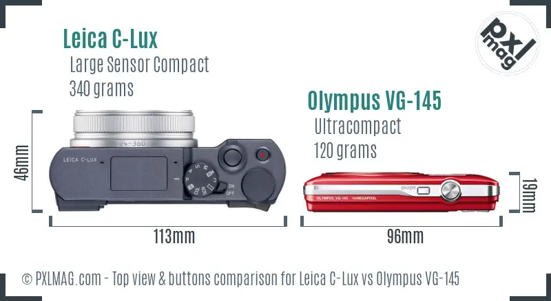 Leica C-Lux vs Olympus VG-145 top view buttons comparison