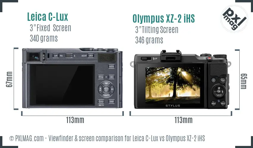 Leica C-Lux vs Olympus XZ-2 iHS Screen and Viewfinder comparison