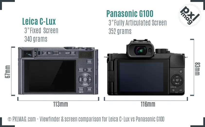 Leica C-Lux vs Panasonic G100 Screen and Viewfinder comparison