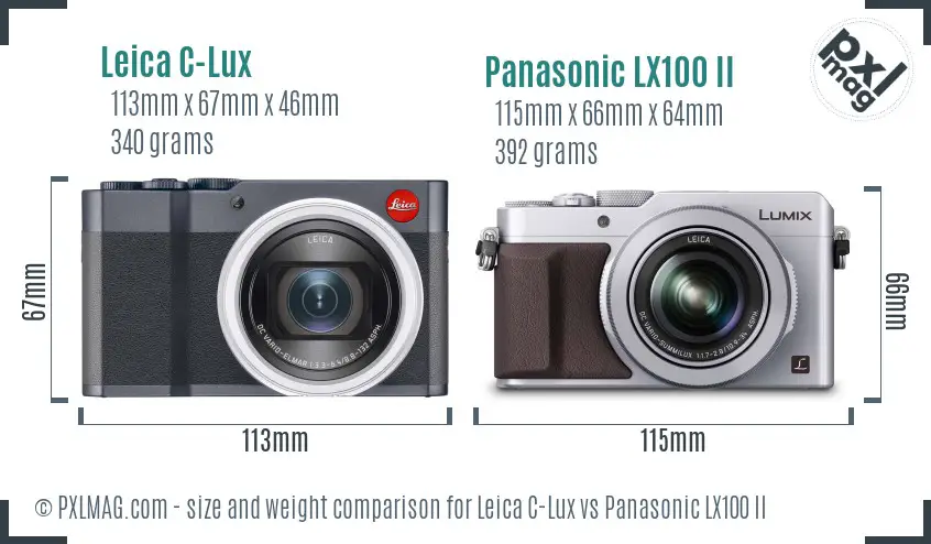 Leica C-Lux vs Panasonic LX100 II size comparison