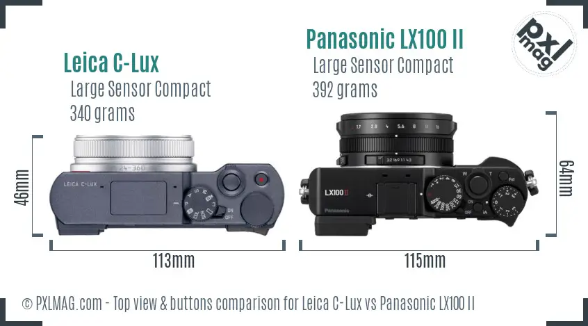 Leica C-Lux vs Panasonic LX100 II top view buttons comparison