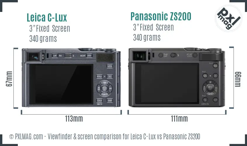 Leica C-Lux vs Panasonic ZS200 Screen and Viewfinder comparison