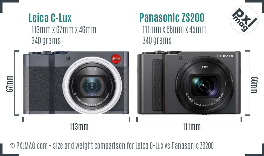 Leica C-Lux vs Panasonic ZS200 size comparison
