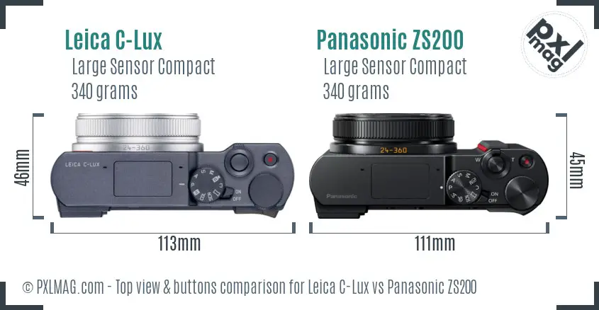 Leica C-Lux vs Panasonic ZS200 top view buttons comparison