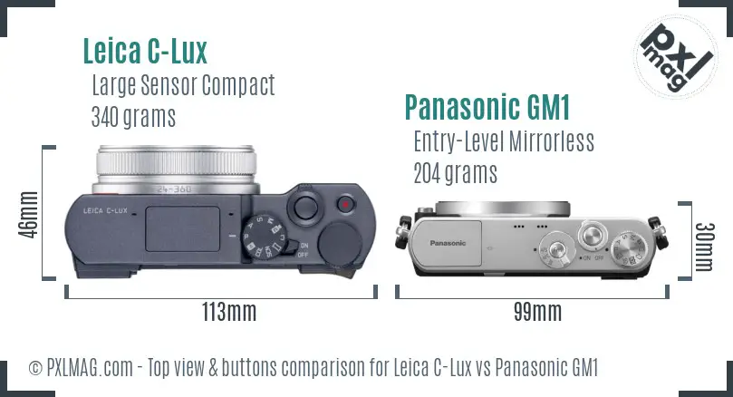 Leica C-Lux vs Panasonic GM1 top view buttons comparison