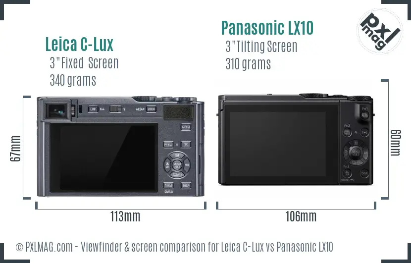 Leica C-Lux vs Panasonic LX10 Screen and Viewfinder comparison