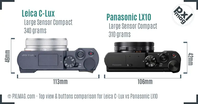 Leica C-Lux vs Panasonic LX10 top view buttons comparison