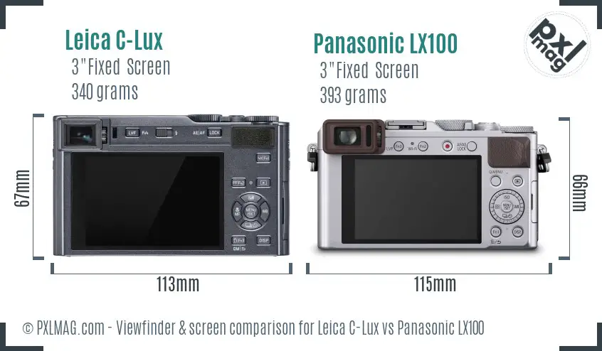 Leica C-Lux vs Panasonic LX100 Screen and Viewfinder comparison
