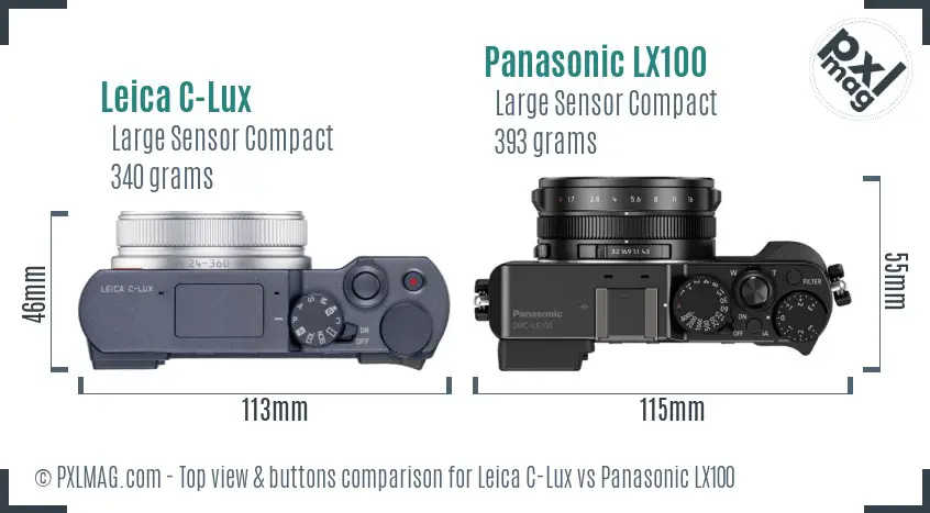 Leica C-Lux vs Panasonic LX100 top view buttons comparison
