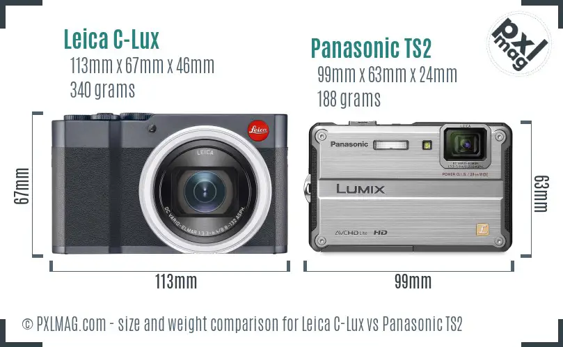 Leica C-Lux vs Panasonic TS2 size comparison