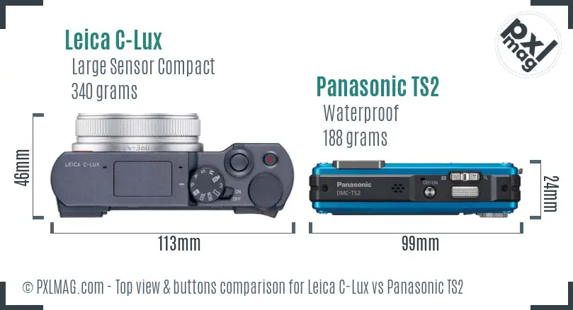 Leica C-Lux vs Panasonic TS2 top view buttons comparison