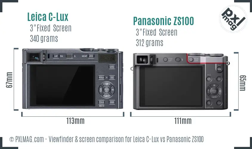 Leica C-Lux vs Panasonic ZS100 Screen and Viewfinder comparison