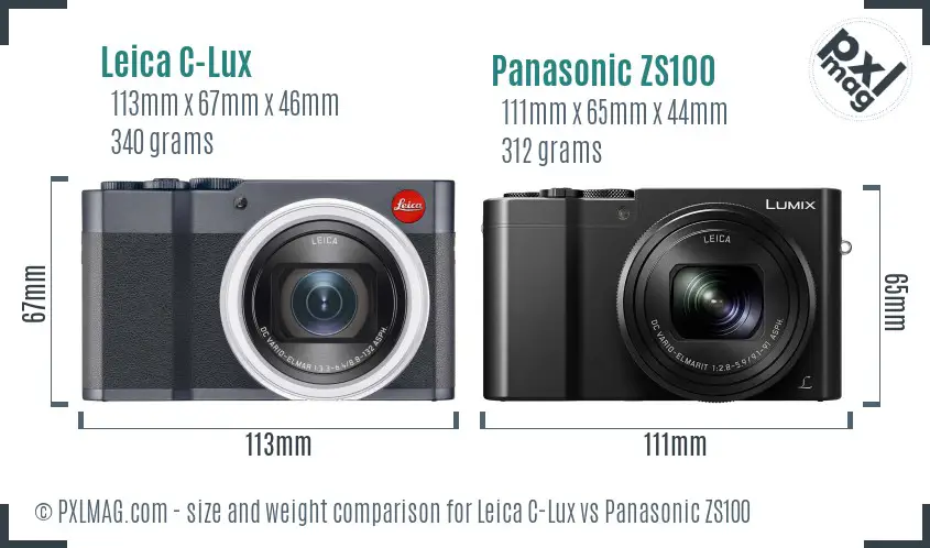 Leica C-Lux vs Panasonic ZS100 size comparison