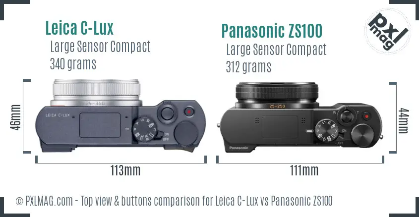 Leica C-Lux vs Panasonic ZS100 top view buttons comparison