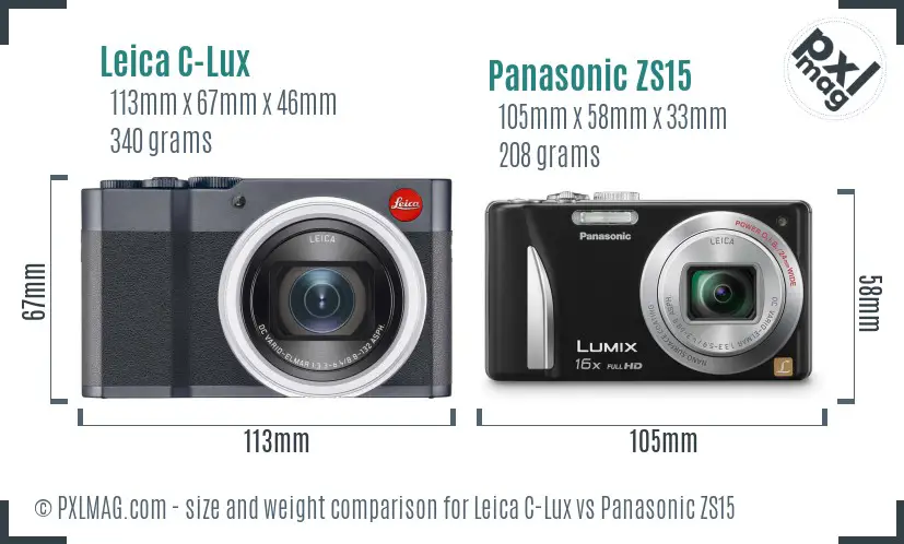 Leica C-Lux vs Panasonic ZS15 size comparison