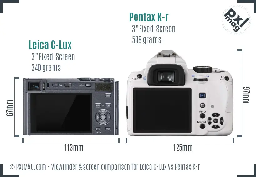 Leica C-Lux vs Pentax K-r Screen and Viewfinder comparison