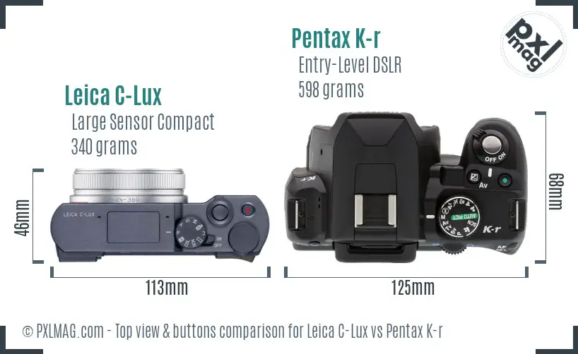 Leica C-Lux vs Pentax K-r top view buttons comparison