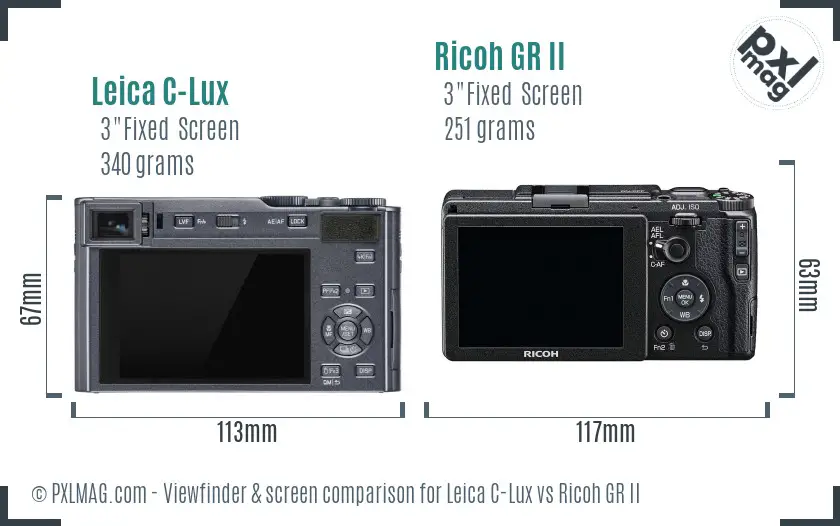 Leica C-Lux vs Ricoh GR II Screen and Viewfinder comparison