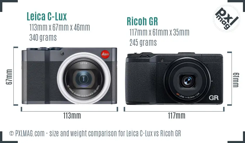 Leica C-Lux vs Ricoh GR size comparison