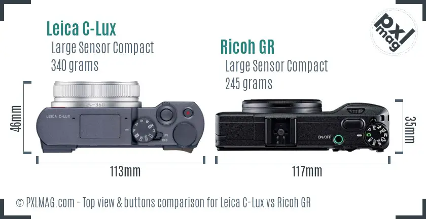 Leica C-Lux vs Ricoh GR top view buttons comparison