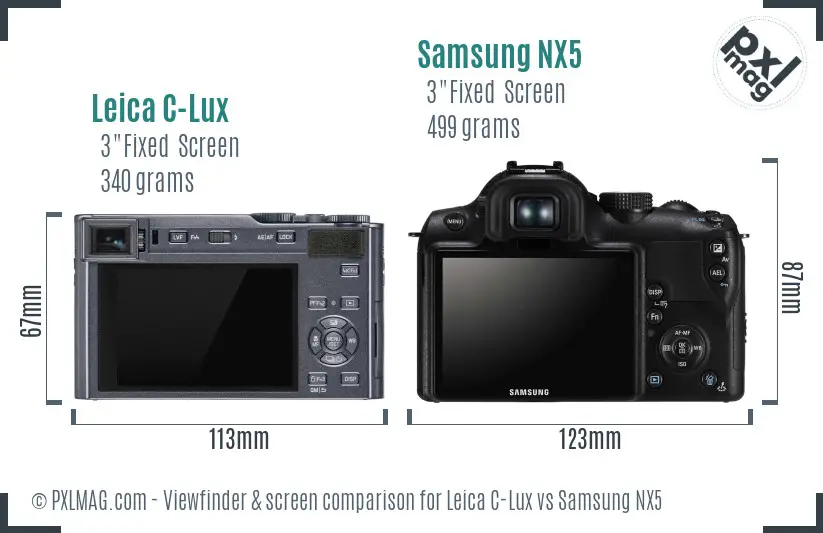 Leica C-Lux vs Samsung NX5 Screen and Viewfinder comparison