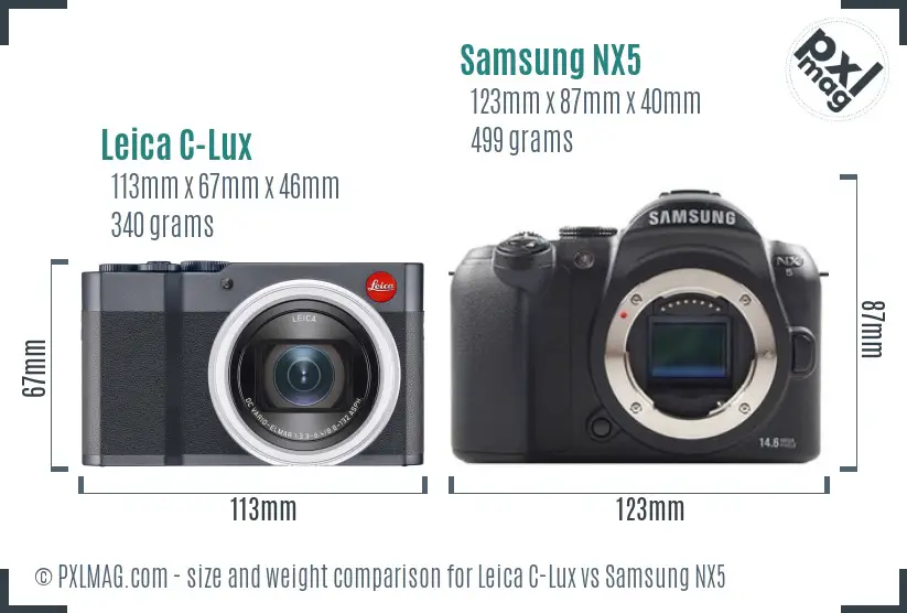 Leica C-Lux vs Samsung NX5 size comparison