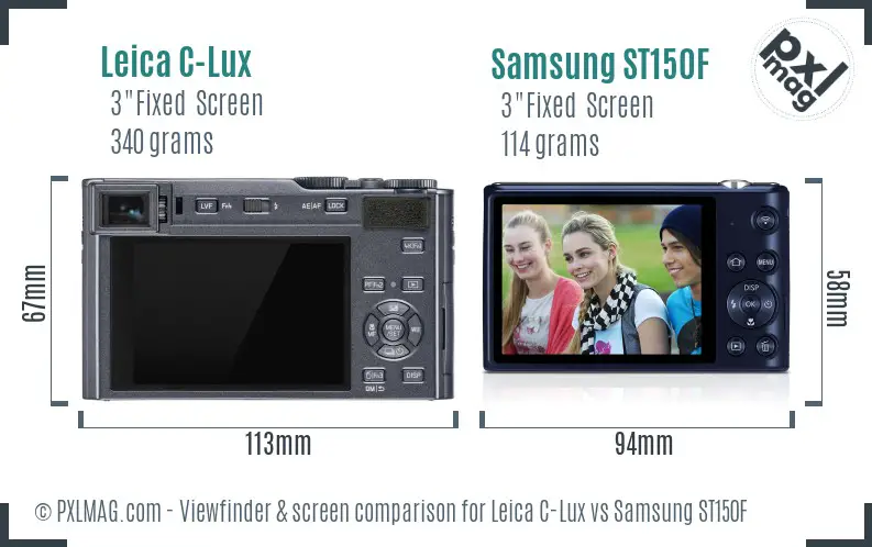 Leica C-Lux vs Samsung ST150F Screen and Viewfinder comparison
