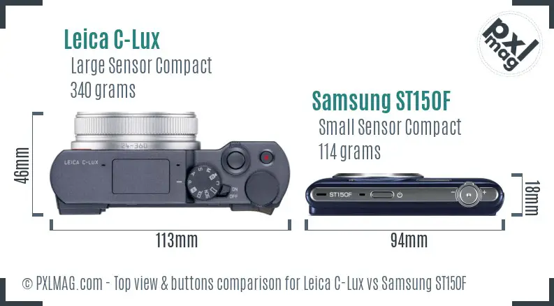 Leica C-Lux vs Samsung ST150F top view buttons comparison