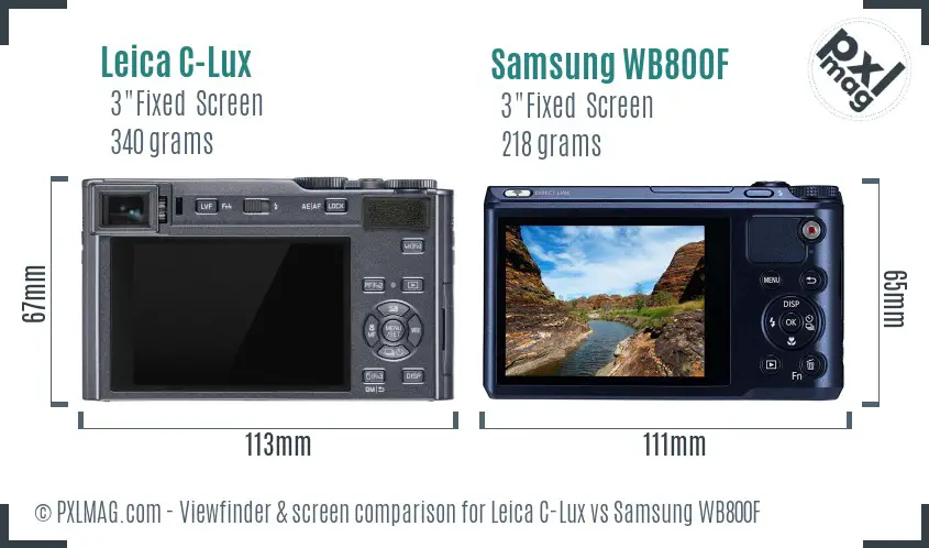 Leica C-Lux vs Samsung WB800F Screen and Viewfinder comparison