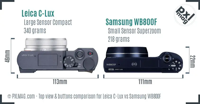 Leica C-Lux vs Samsung WB800F top view buttons comparison