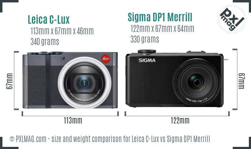 Leica C-Lux vs Sigma DP1 Merrill size comparison