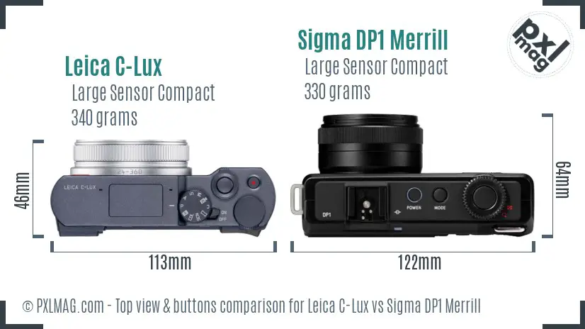 Leica C-Lux vs Sigma DP1 Merrill top view buttons comparison