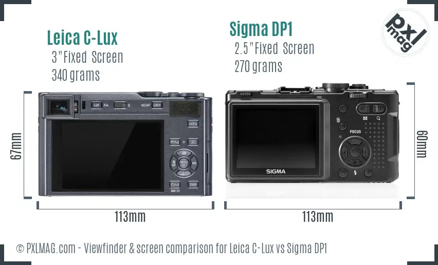 Leica C-Lux vs Sigma DP1 Screen and Viewfinder comparison