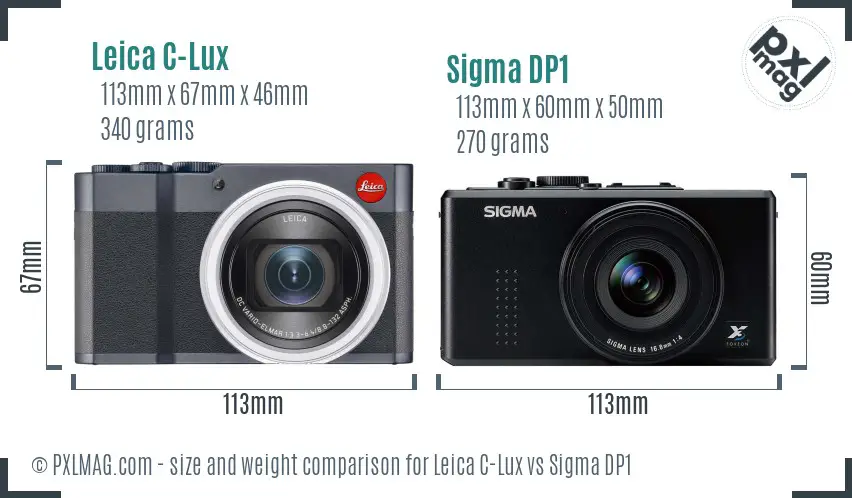 Leica C-Lux vs Sigma DP1 size comparison