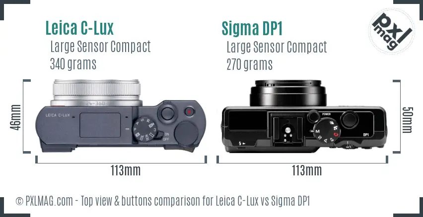 Leica C-Lux vs Sigma DP1 top view buttons comparison