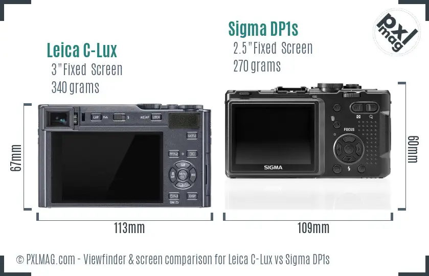 Leica C-Lux vs Sigma DP1s Screen and Viewfinder comparison