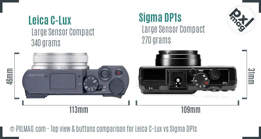 Leica C-Lux vs Sigma DP1s top view buttons comparison