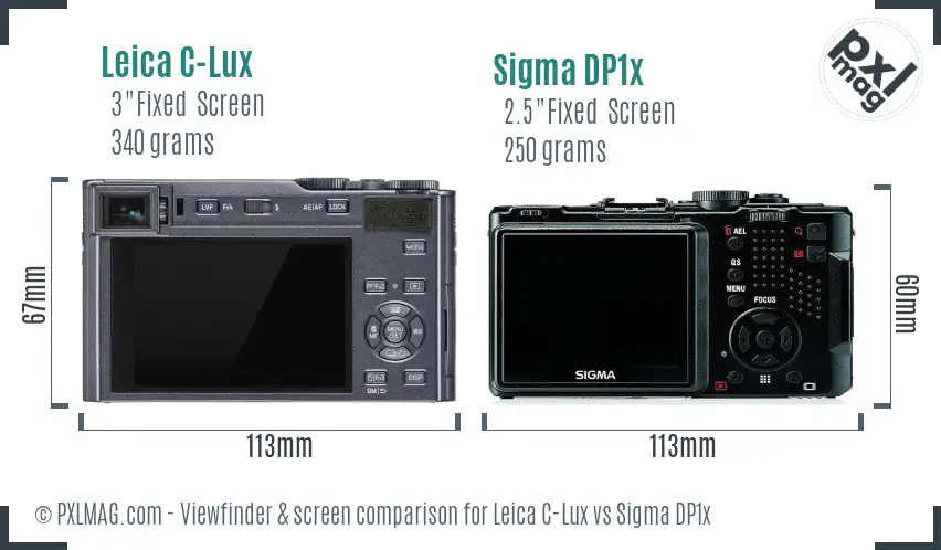 Leica C-Lux vs Sigma DP1x Screen and Viewfinder comparison