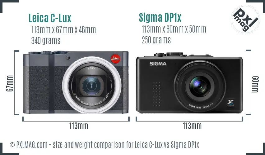 Leica C-Lux vs Sigma DP1x size comparison