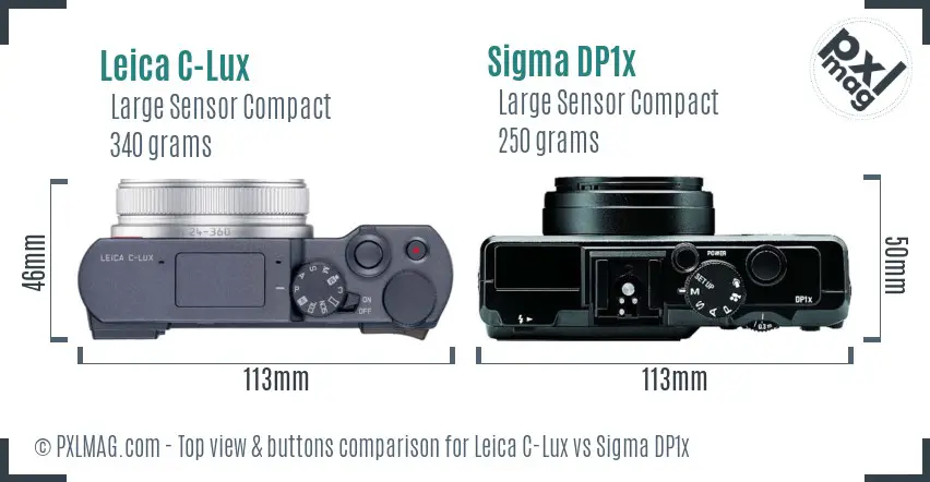 Leica C-Lux vs Sigma DP1x top view buttons comparison