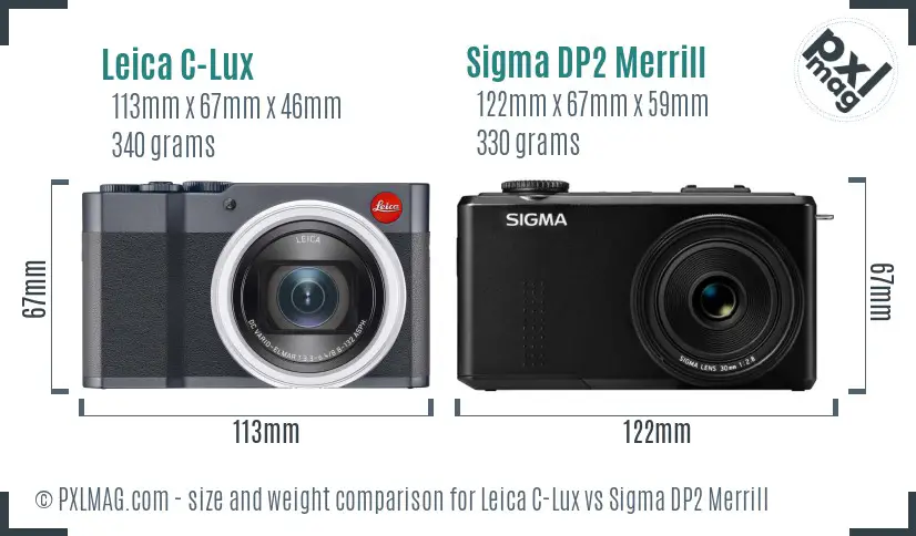Leica C-Lux vs Sigma DP2 Merrill size comparison