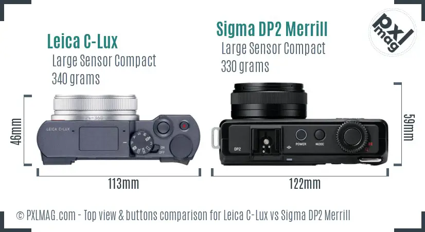 Leica C-Lux vs Sigma DP2 Merrill top view buttons comparison