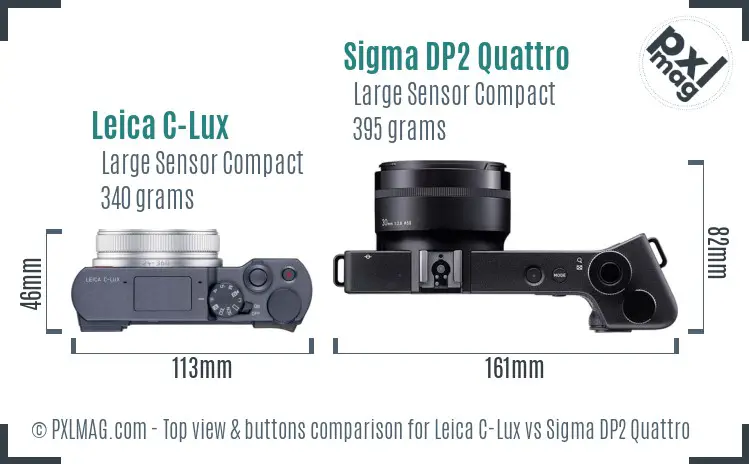 Leica C-Lux vs Sigma DP2 Quattro top view buttons comparison