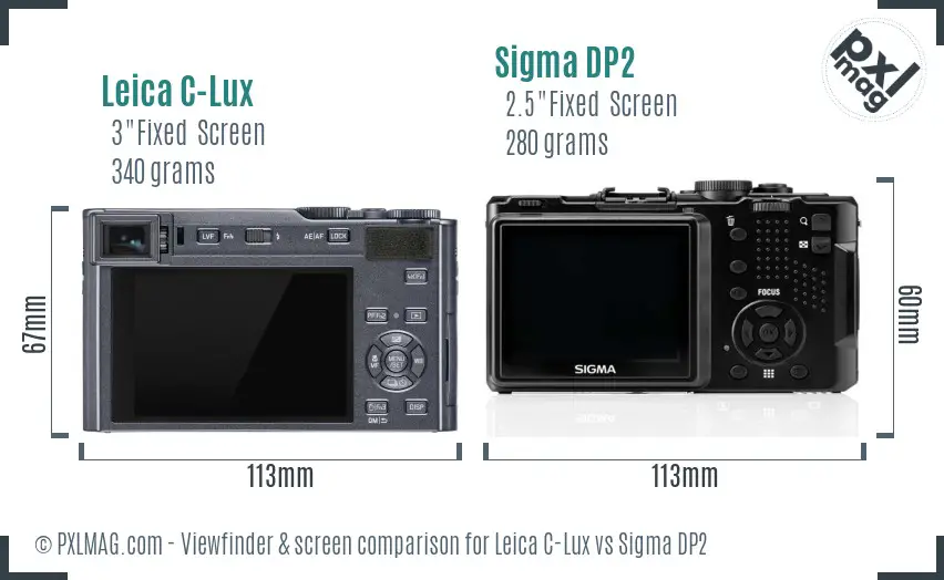 Leica C-Lux vs Sigma DP2 Screen and Viewfinder comparison