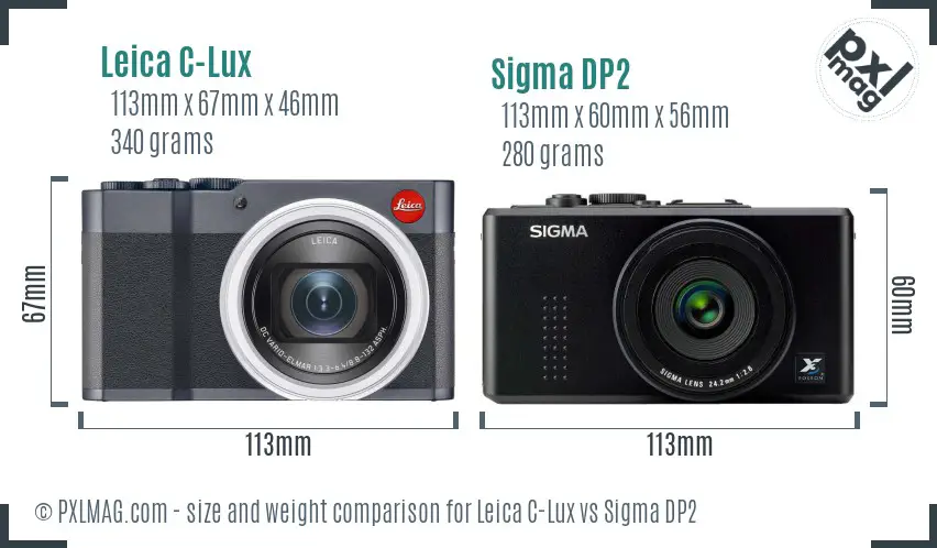 Leica C-Lux vs Sigma DP2 size comparison
