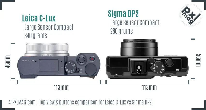 Leica C-Lux vs Sigma DP2 top view buttons comparison
