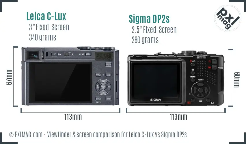 Leica C-Lux vs Sigma DP2s Screen and Viewfinder comparison